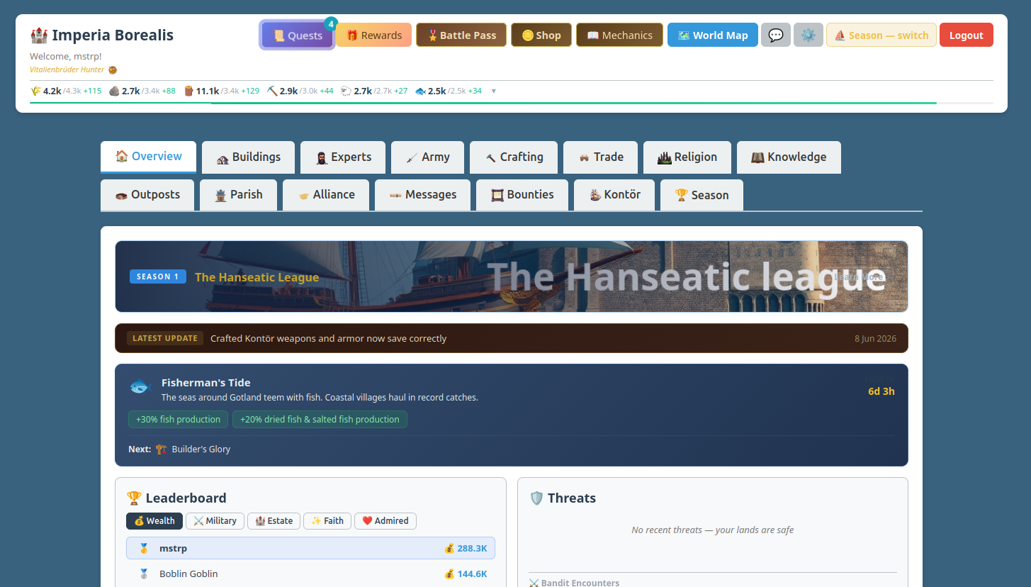 Estate overview with the Hanseatic League season banner
